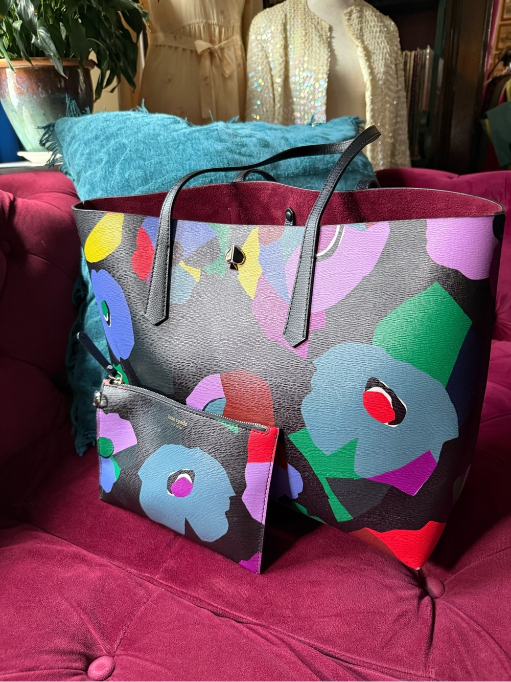kate spade - Molly Floral Collage Large Tote Matching Wristlet
